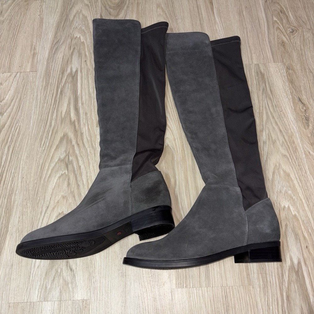 Blondo Olivia Waterproof Over Knee Boots Gray Suede Stretch Back Womens 12